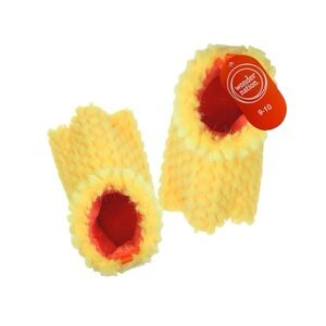 Wonder Nation Bright Yellow Duck Foot Fuzzy Slipper Socks
